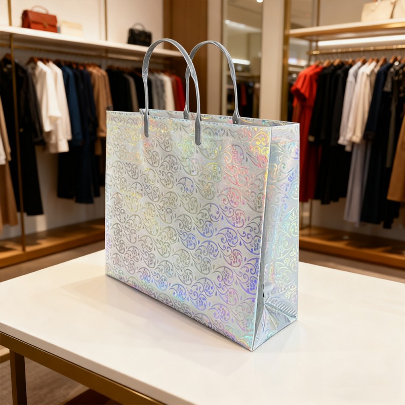 গ্লিটার ফিল্ম লেমিনেটেড গিফট টোট ব্যাগ