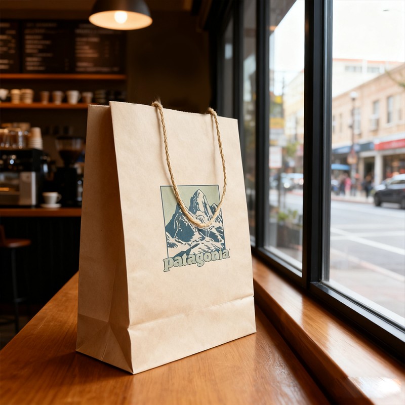 কাগজের দড়ি সহ ক্রাফ্ট পেপার গিফট টোট ব্যাগ